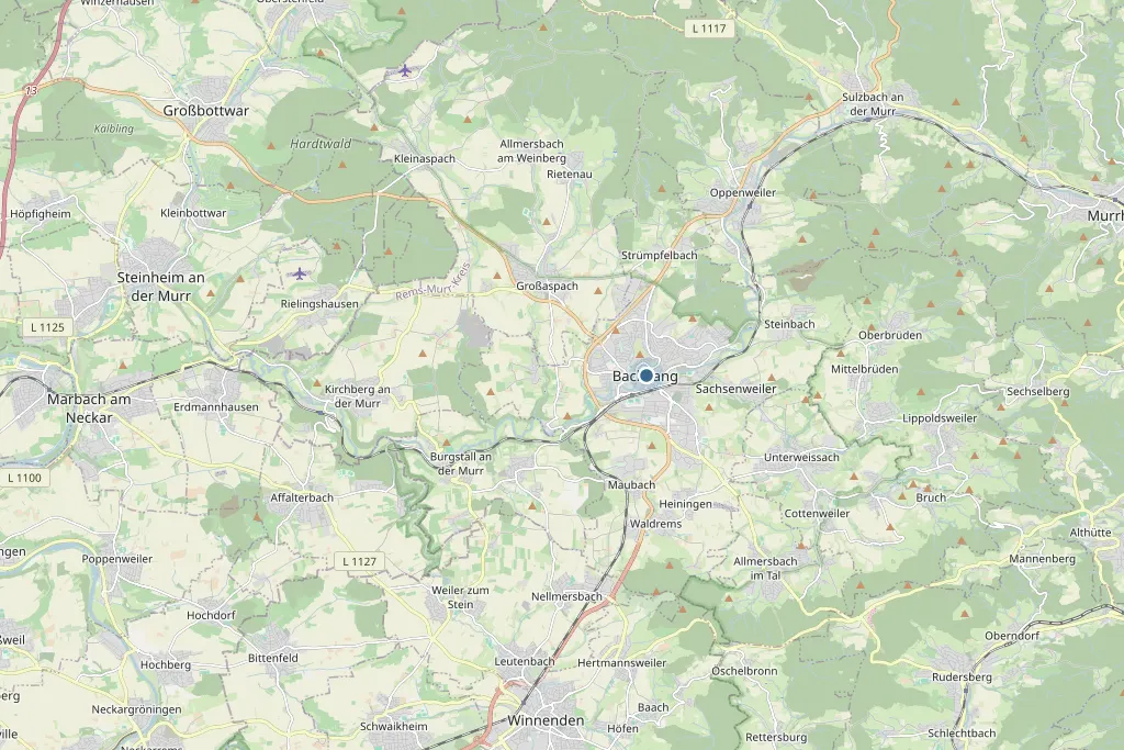 Karte von Backnang und Umgebung