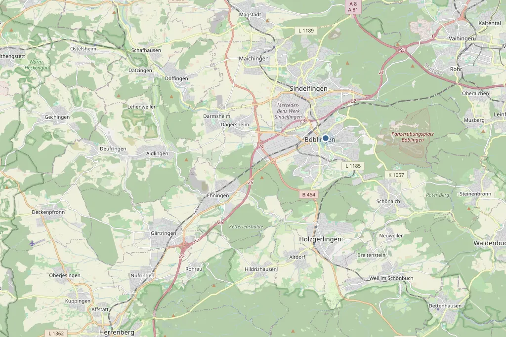 Karte von Böblingen und Umgebung