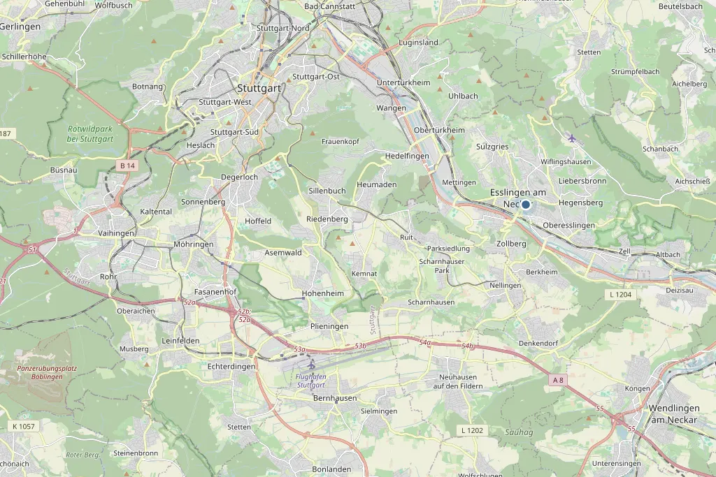 Karte von Esslingen und Umgebung