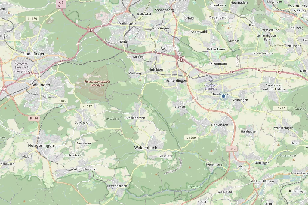 Karte von Filderstadt und Umgebung