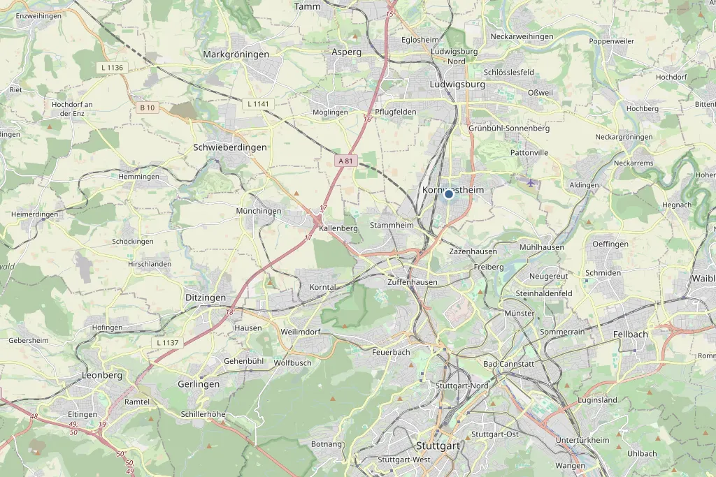 Karte von Kornwestheim und Umgebung