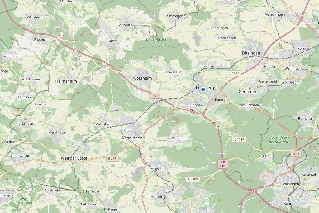 Karte von Leonberg und Umgebung