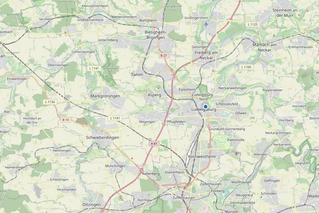 Karte von Ludwigsburg und Umgebung