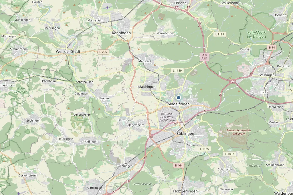 Karte von Sindelfingen und Umgebung