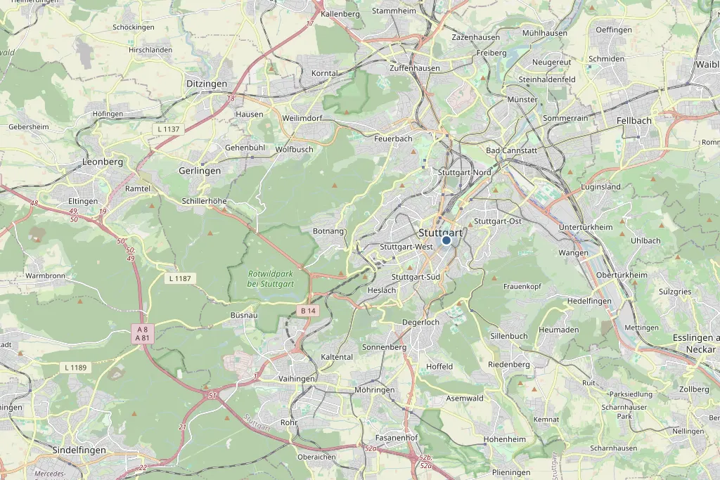 Karte von Stuttgart und Umgebung