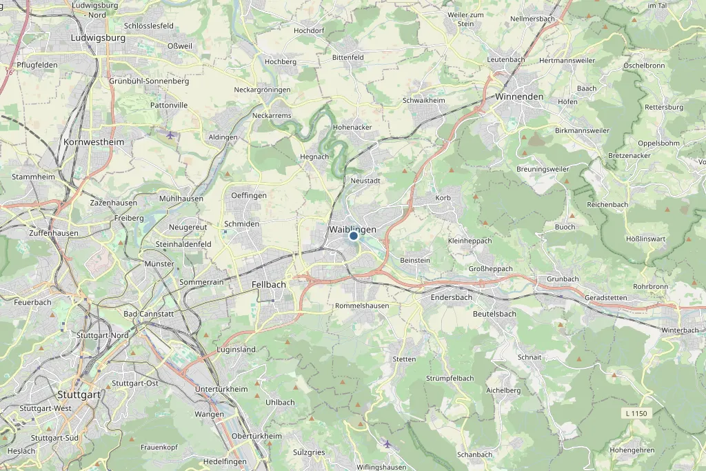 Karte von Waiblingen und Umgebung